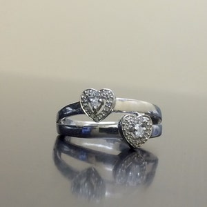 Halo Diamond Engagement Ring - Heart Diamond Wedding Ring - Halo Diamond Ring - Diamond Heart Ring - Silver Diamond Ring