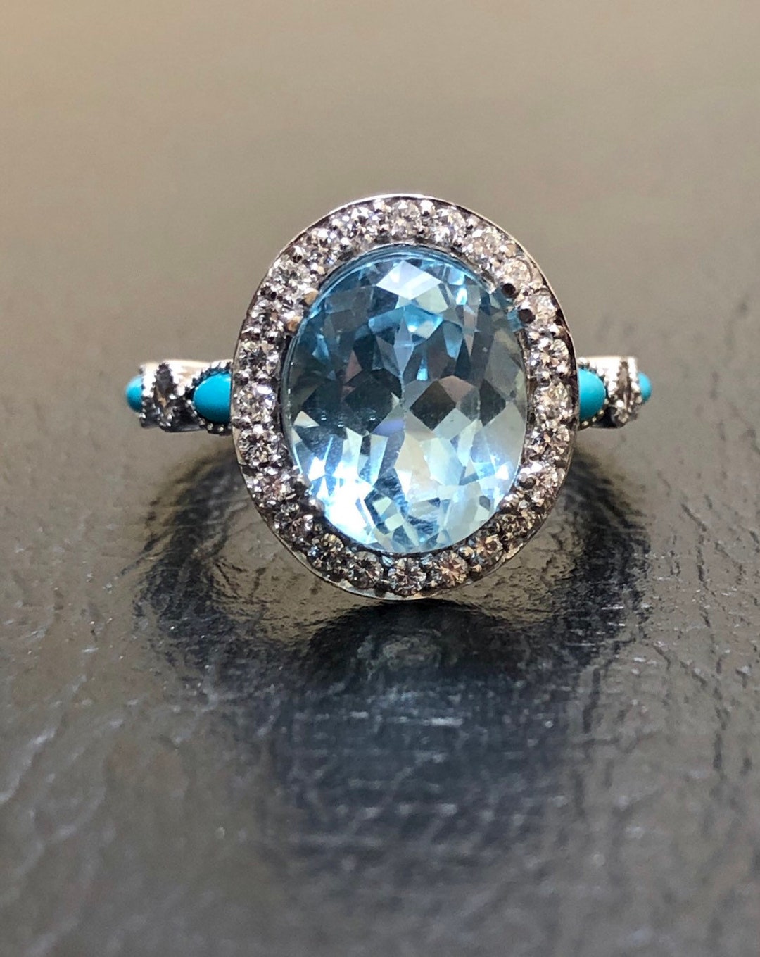 Aquamarine and turquoise ring deals
