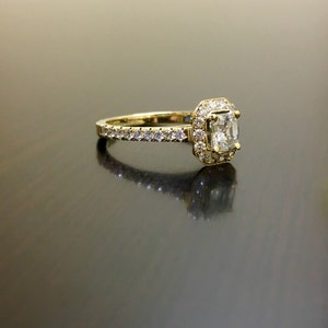 14K Yellow Gold Asscher Cut Diamond Engagement Ring Art Deco - Etsy