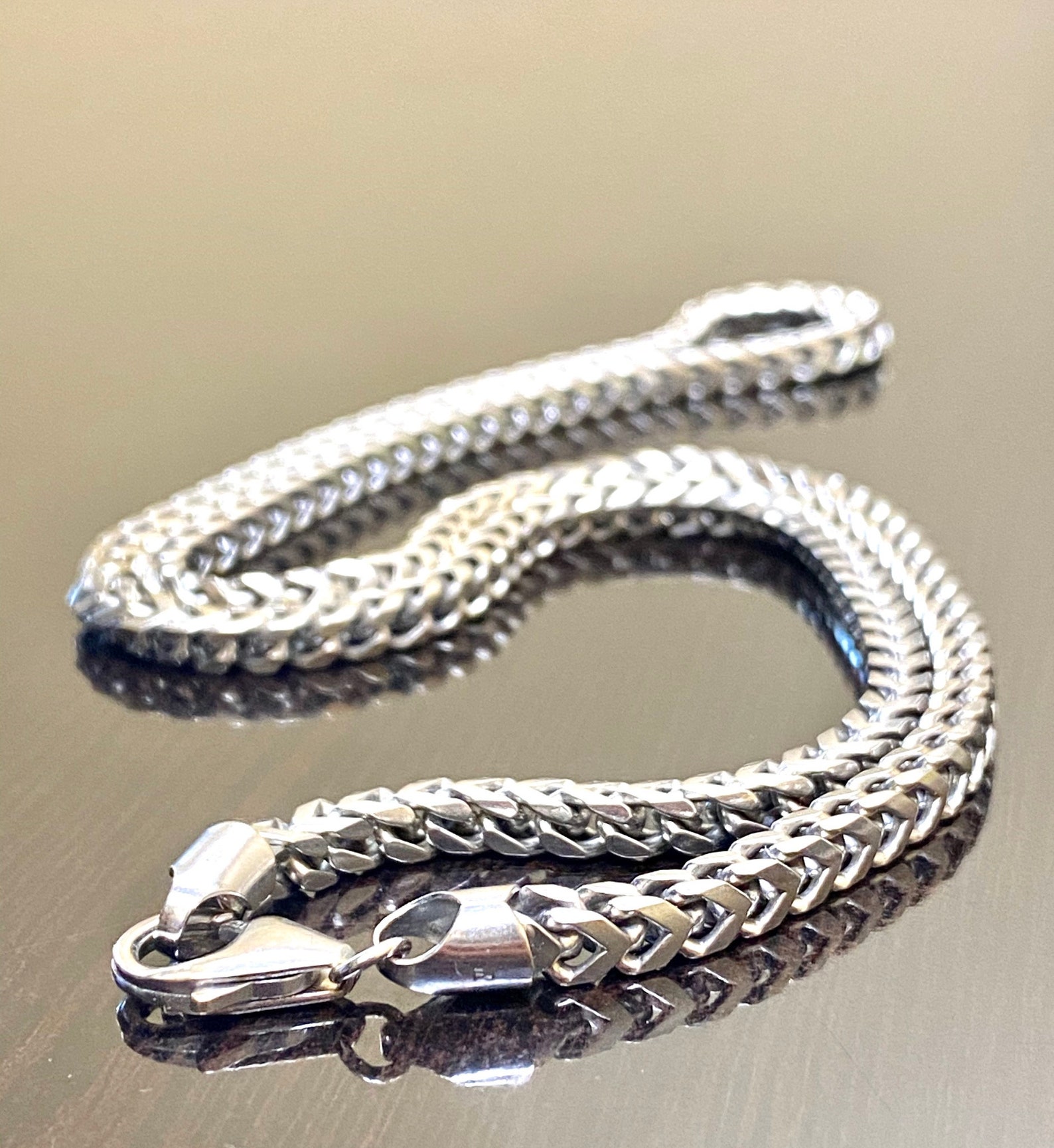 14K White Gold Franco Chain Franco White Gold Necklace 24 - Etsy