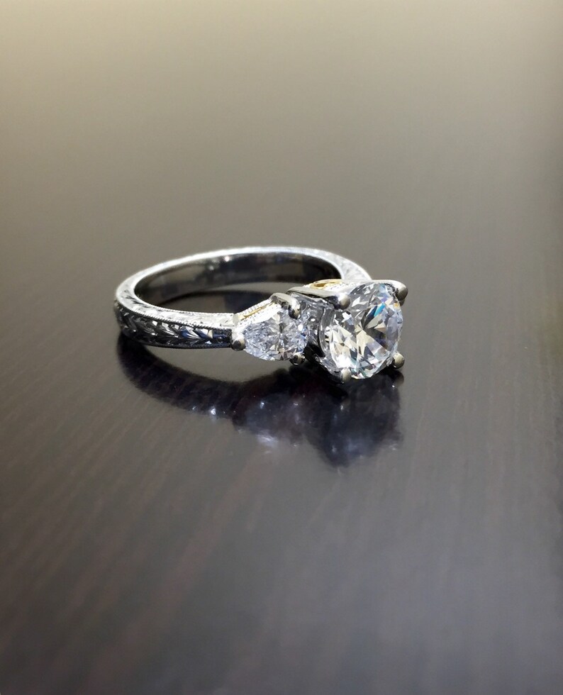Art Deco Platinum Pear Shape Diamond Engagement Ring - Platinum Art ...