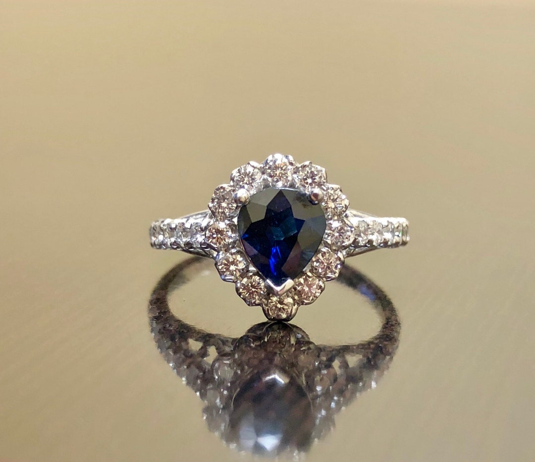 Anillo Claddagh Corazón - Oro 10k Con Diamantes Blancos Y Zafiro Azul, Promesa O Noviazgo
