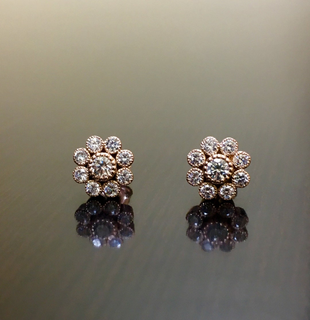 Goldette Rose and Rhinestone Earrings, Vintage Earrings