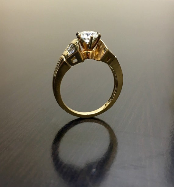 14K Yellow Gold Diamond Engagement Ring - Art Dec… - image 3