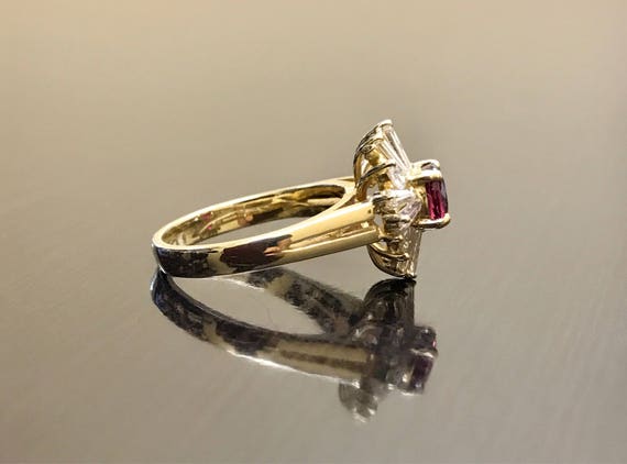 14K Yellow Gold Art Deco Ruby Diamond Engagement … - image 9