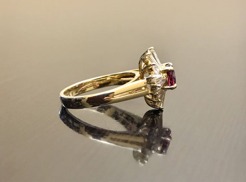 14K Yellow Gold Art Deco Ruby Diamond Engagement Ring Art Deco 14K Gold Diamond Ruby Wedding Ring Ruby Diamond Ring Art Deco Ruby Ring image 9