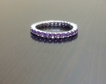 Amethyst Eternity Band - Amethyst Engagement Band - Silver Amethyst Wedding Band - Amethyst Band - Amethyst Ring - Eternity Ring - Jewelry