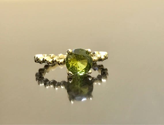 14K Yellow Gold Peridot Engagement Ring - 14K Gol… - image 2