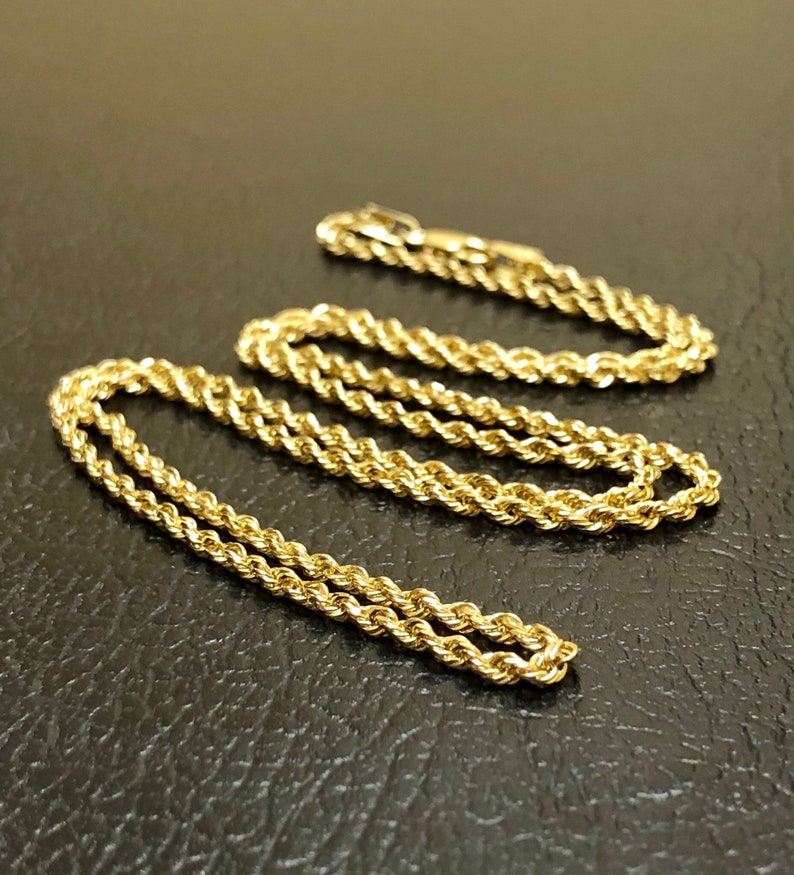 14K Yellow Gold Rope Chain 14K Gold Rope Chain Necklace Etsy