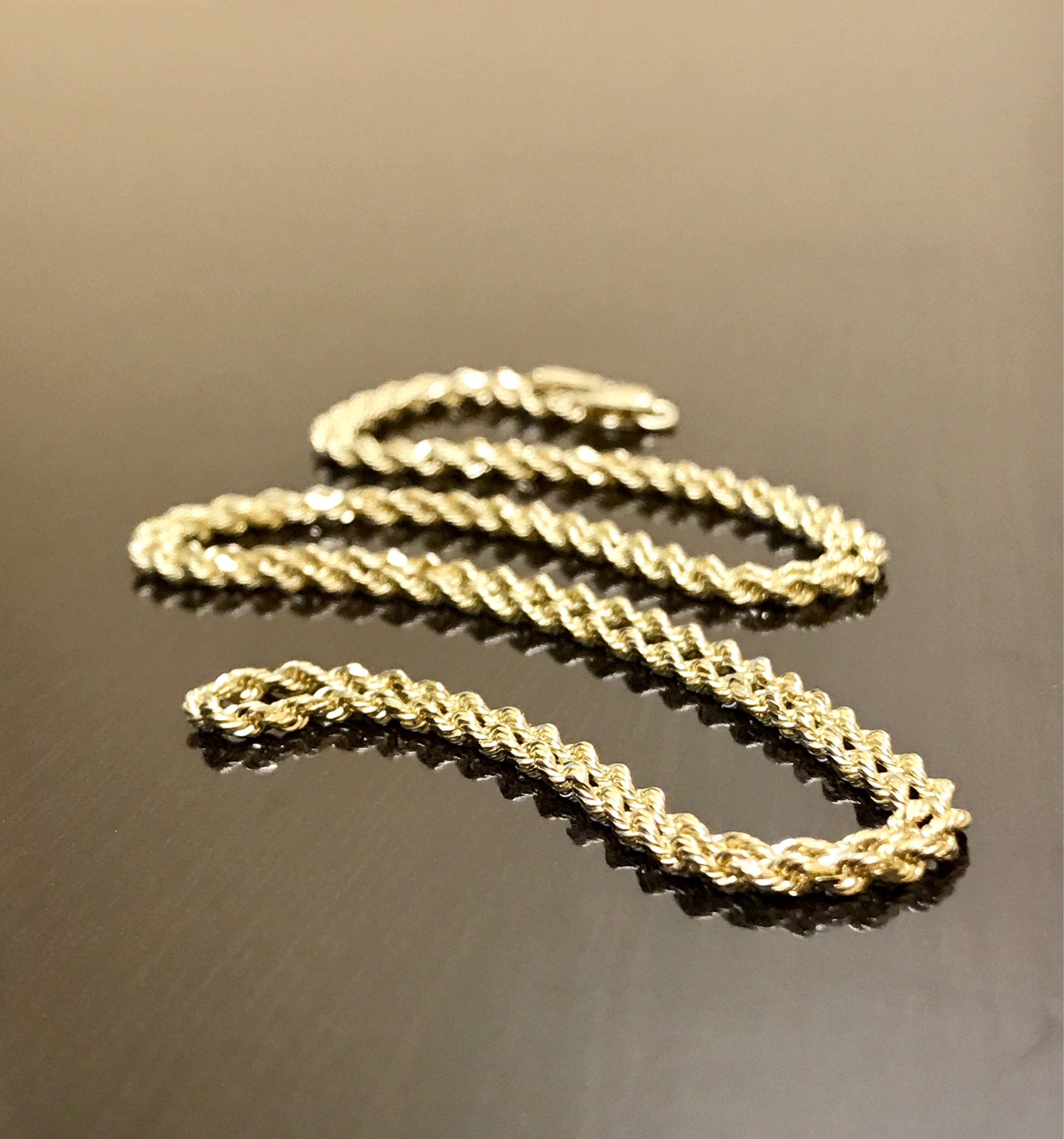 14K Yellow Gold Rope Chain 14K Gold Rope Chain Necklace Etsy