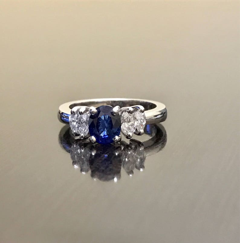 Art Deco Platinum Ceylon Blue Sapphire Diamond Engagement Ring - Platinum Sapphire Diamond Wedding Ring - Blue Sapphire Ring - Platinum Ring image 4