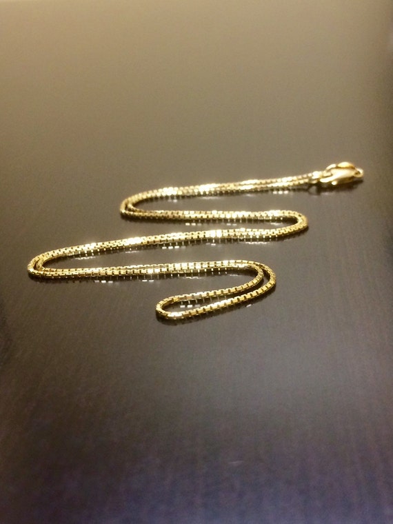 14K Yellow Gold Box Chain 14K Gold Necklace Gold Box Chain Box