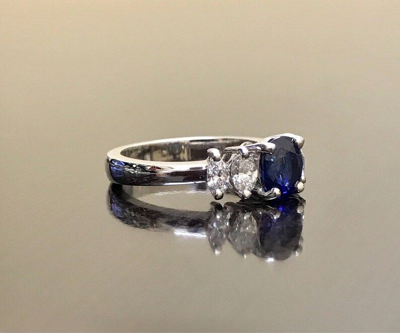 Art Deco Platinum Ceylon Blue Sapphire Diamond Engagement Ring - Platinum Sapphire Diamond Wedding Ring - Blue Sapphire Ring - Platinum Ring image 10