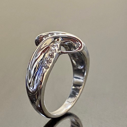 Handmade Sterling Silver Art shops Deco Diamond Engagement Band - Silver Diamond Wedding Band - Art Deco Silver Diamond Band