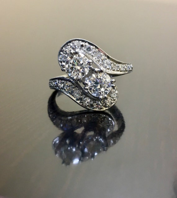 Art Deco Diamond Engagement Ring Platinum Diamond Wedding - Etsy
