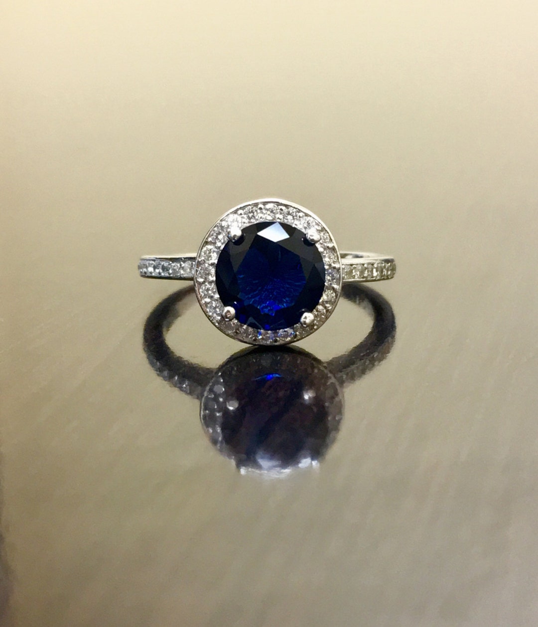 Halo Diamond Platinum Sapphire Engagement Ring Halo Sapphire - Etsy