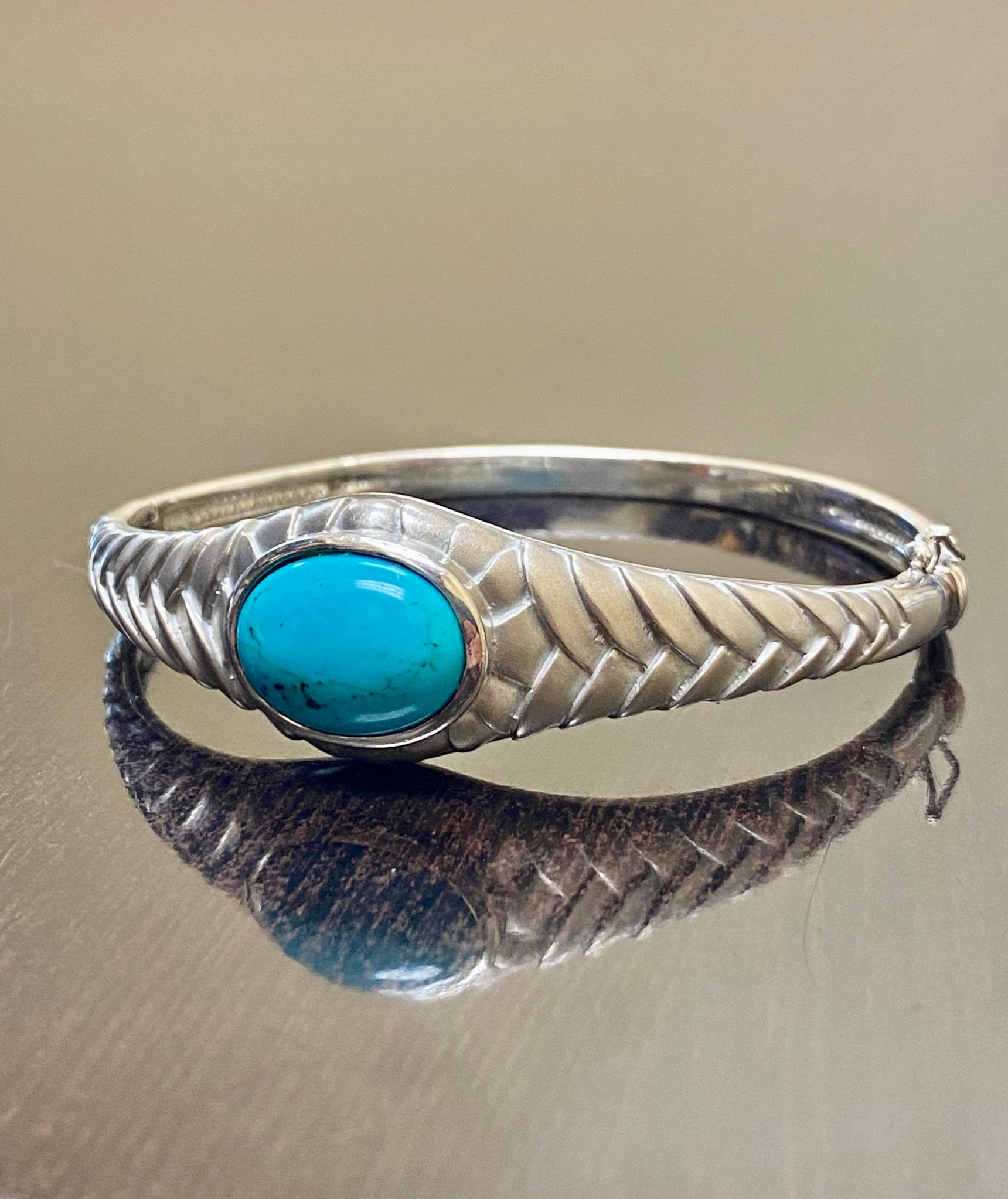 アクセサリー vintage turquoise silver925 bangle Handmade Sterling Silver Art Deco Turquoise Bangle Bracelet