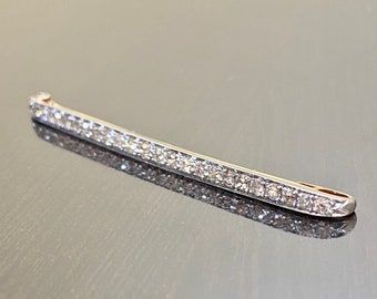 1920's Vintage Art Deco Platinum en 18K Geel Goud Oude Europese Geslepen Diamond Tie Bar Pin - Geel Goud Platinum Antieke Diamond Tie Bar