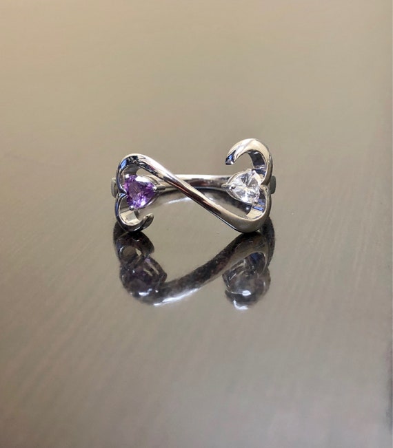 Sterling Silver Pear Shape Amethyst and White Topaz Ring Sterling Silver Pear Shape Amethyst and White Topaz Ring