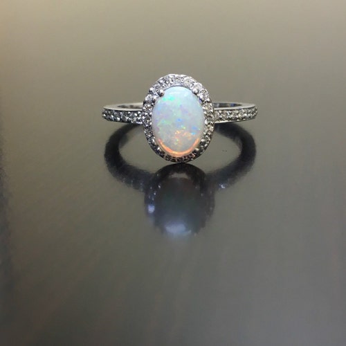 Halo Diamond Opal Engagement Ring Halo Opal Diamond Wedding - Etsy