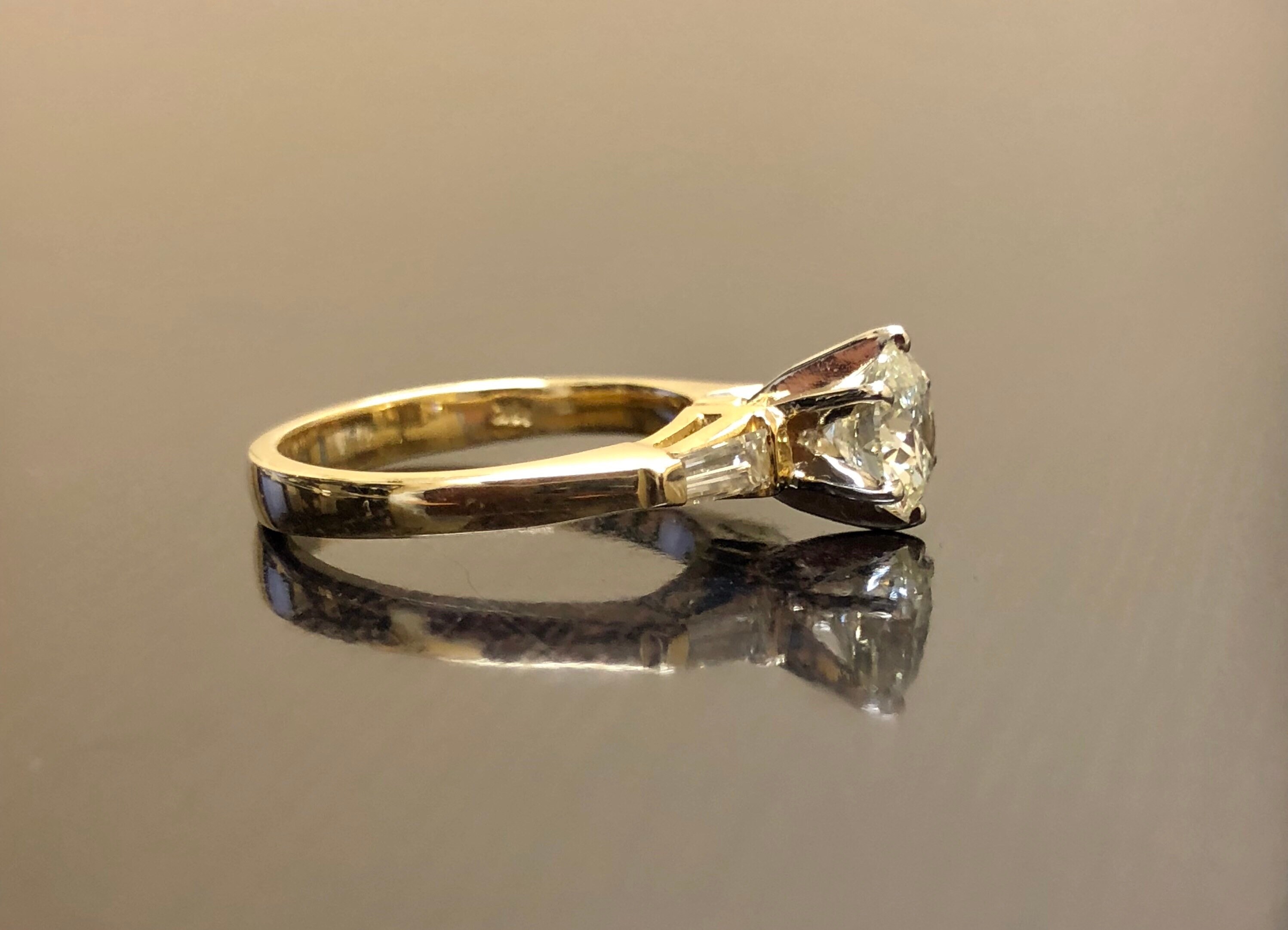 18K Yellow Gold Diamond Engagement Ring 18K Gold Three Stone | Etsy