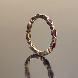 18K Yellow Gold Eternity Diamond Ruby Engagement Band - 18K Eternity ...