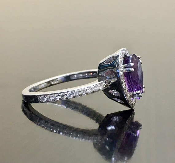 Platinum Halo Diamond Amethyst Engagement Ring Platinum Art Deco