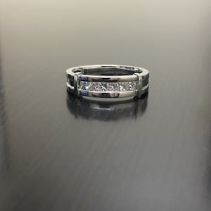 18K Gold Men&#39;s Princess Cut Diamond Engagement Ring - 18K White Gold Men&#39;s Diamond Ring - 18K Diamond Band - 18K Diamond Ring - Men&#39;s Ring