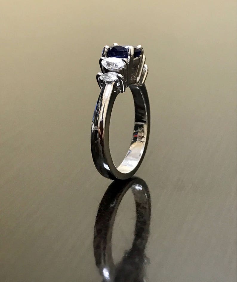 Art Deco Platinum Ceylon Blue Sapphire Diamond Engagement Ring - Platinum Sapphire Diamond Wedding Ring - Blue Sapphire Ring - Platinum Ring image 9