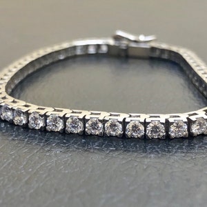 Entirely Handmade Art Deco Inspired Classic Diamond Platinum Tennis Bracelet - Handcrafted Platinum Timeless Diamond Bracelet