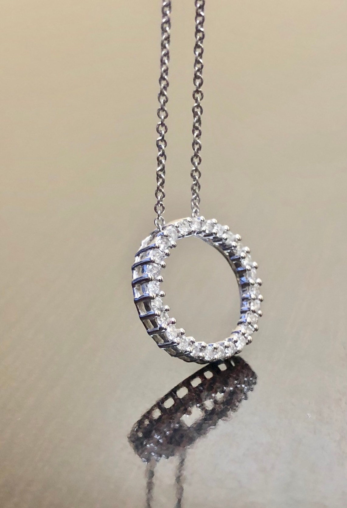 14K White Gold Eternity Diamond Necklace 14K Gold Diamond Etsy.de