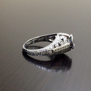 Platinum Diamond Engagement Ring Art Deco Engraved Platinum Diamond Wedding Ring Diamond Ring Platinum Ring Mounting Art Deco Ring image 4