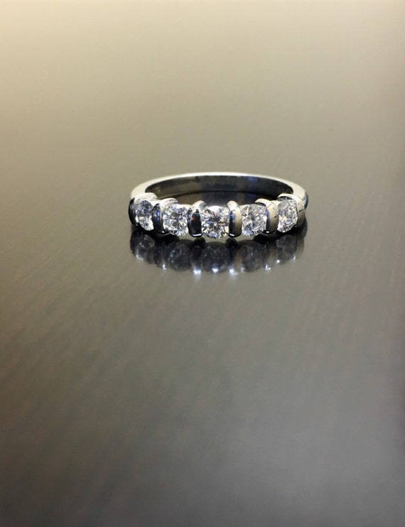 Platinum Diamond Engagement Band Platinum Diamond Wedding Band Art Deco Platinum Diamond Band Diamond Platinum Band Five Stone Band Etsy