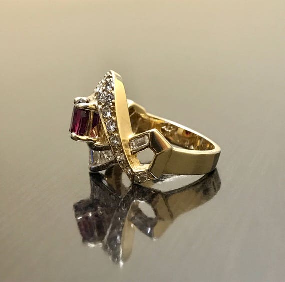 Art Deco Ruby Engagement Ring - 14K Yellow Gold R… - image 9