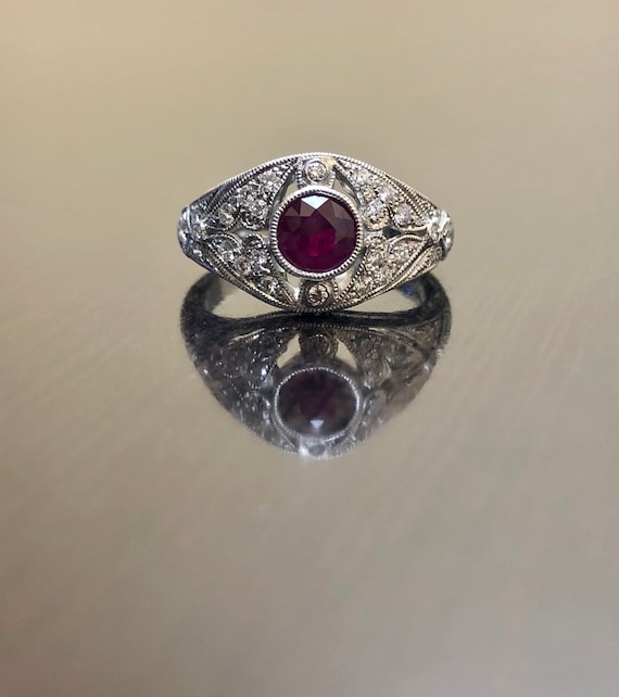 Platinum Diamond Art Deco Ruby Engagement Ring Platinum Ruby