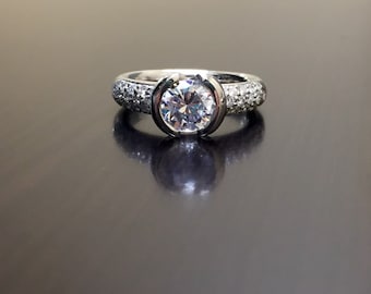 Platinum Pave Diamond Engagement Ring - Platinum Diamond Wedding Ring - Modern Diamond Platinum Ring - Pave Diamond Ring - Modern Ring