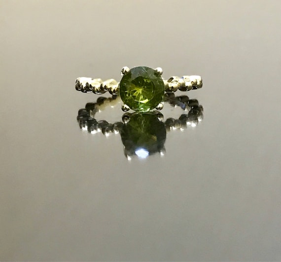 14K Yellow Gold Peridot Engagement Ring - 14K Gol… - image 1