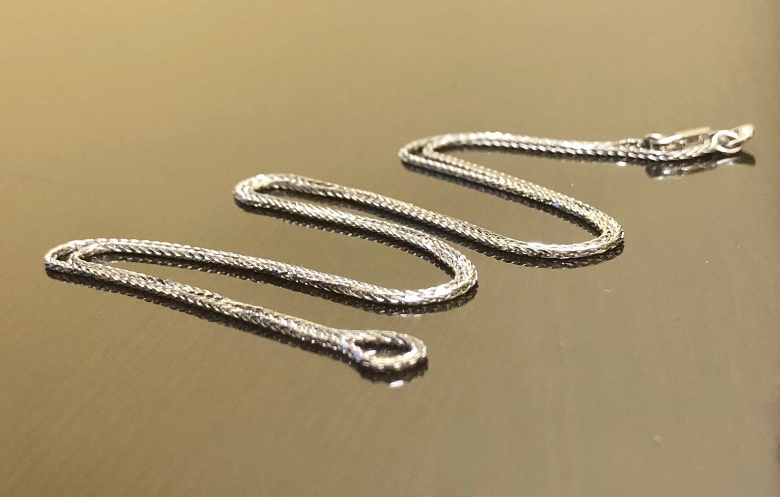 14K White Gold Wheat Chain Gold Wheat Chain Necklace White Etsy UK