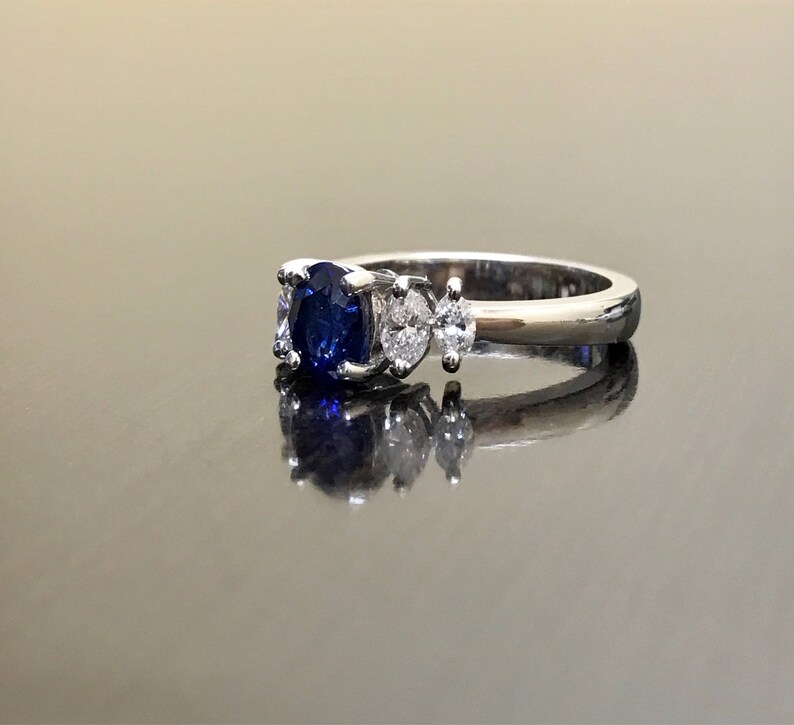 Art Deco Platinum Ceylon Blue Sapphire Diamond Engagement Ring - Platinum Sapphire Diamond Wedding Ring - Blue Sapphire Ring - Platinum Ring image 5