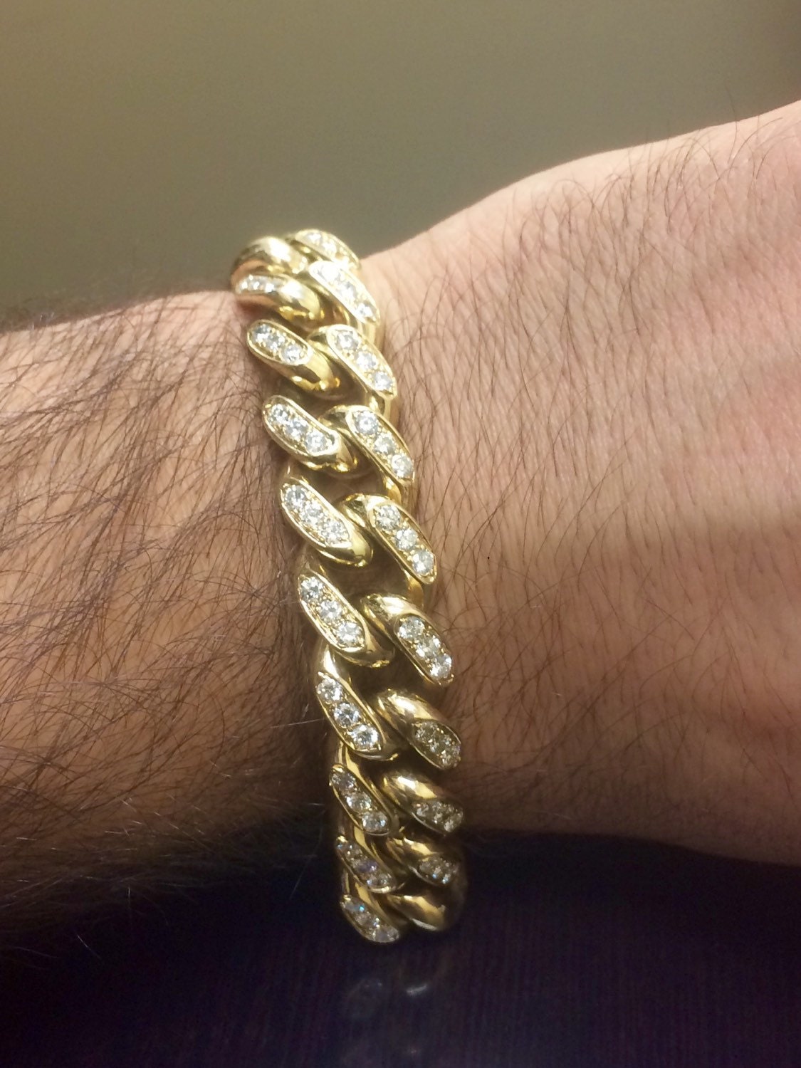 14K Yellow Gold Cuban Link Diamond 