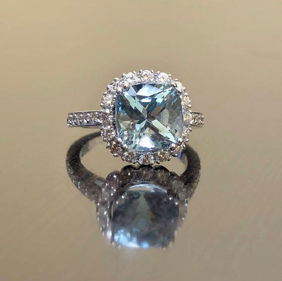 Aquamarine and shop platinum ring