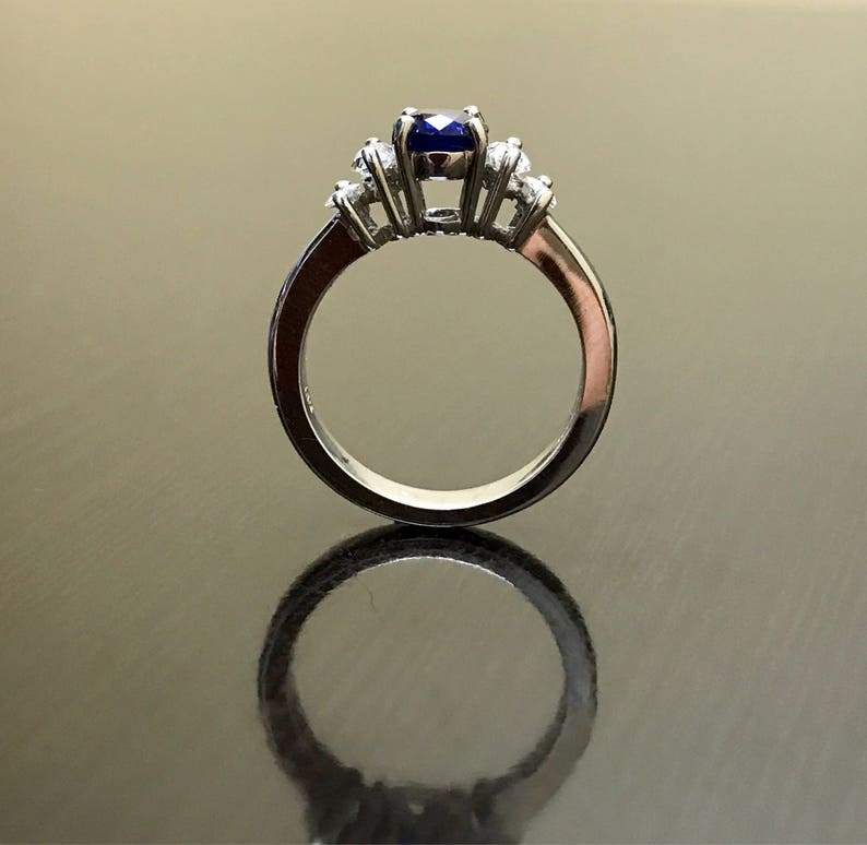 Art Deco Platinum Ceylon Blue Sapphire Diamond Engagement Ring - Platinum Sapphire Diamond Wedding Ring - Blue Sapphire Ring - Platinum Ring image 3