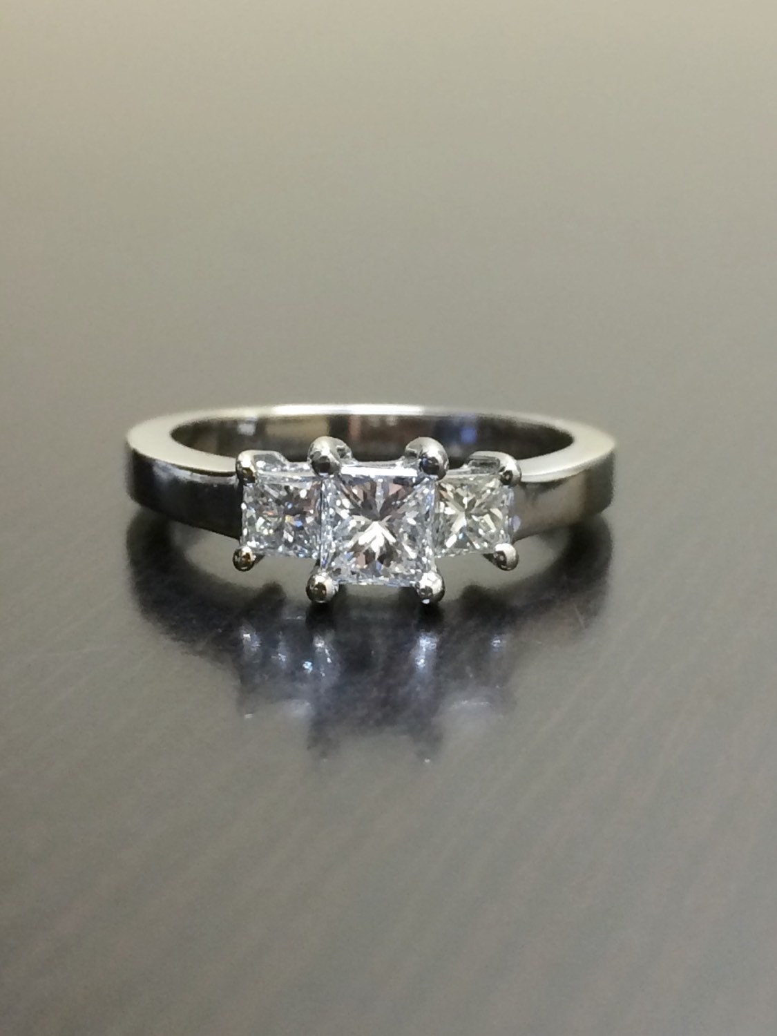 18K White Gold Princess Cut Diamond Engagement Ring 18K Gold | Etsy