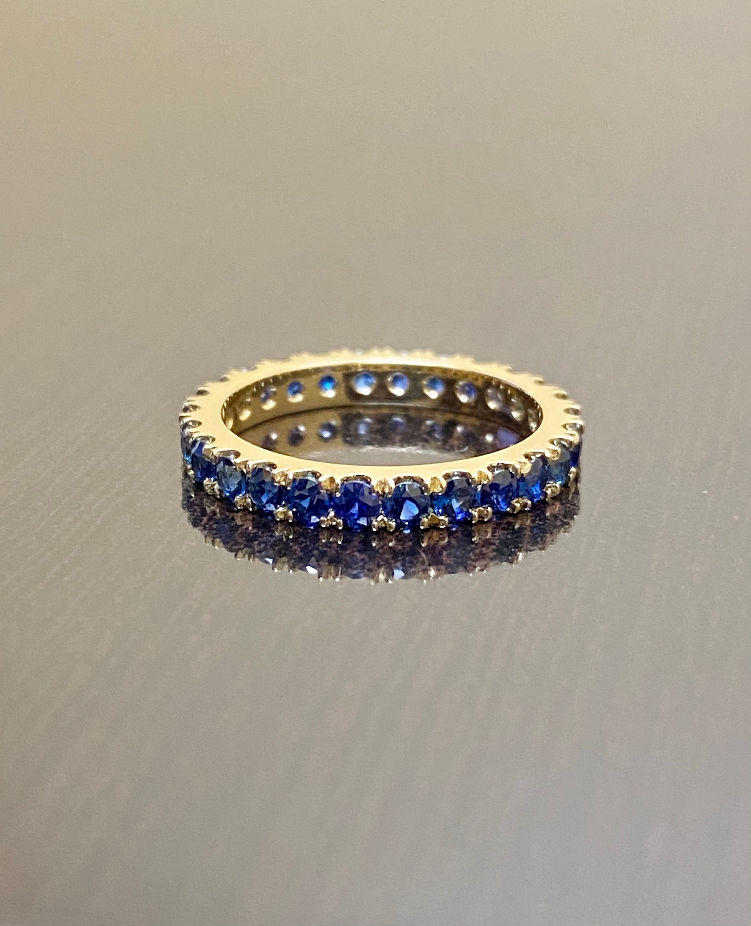 14K Yellow Gold Eternity Sapphire Engagement Band Art Deco 14K