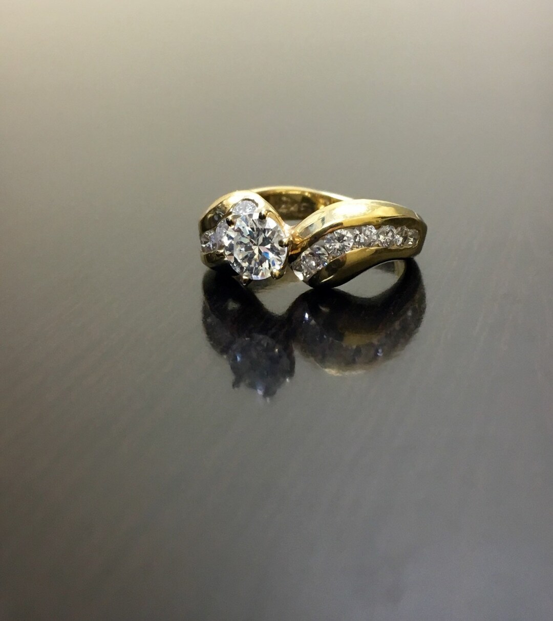 14K Yellow Gold Diamond Engagement Ring 14K Gold Diamond - Etsy