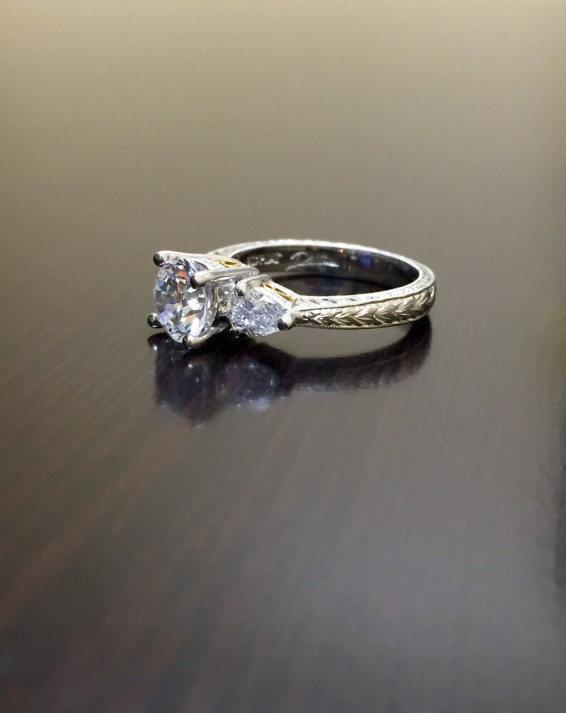 Art Deco Platinum Pear Shape Diamond Engagement Ring - Platinum Art ...