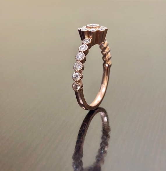 Art Deco Diamond Engagement Ring - 14K Rose Gold … - image 8