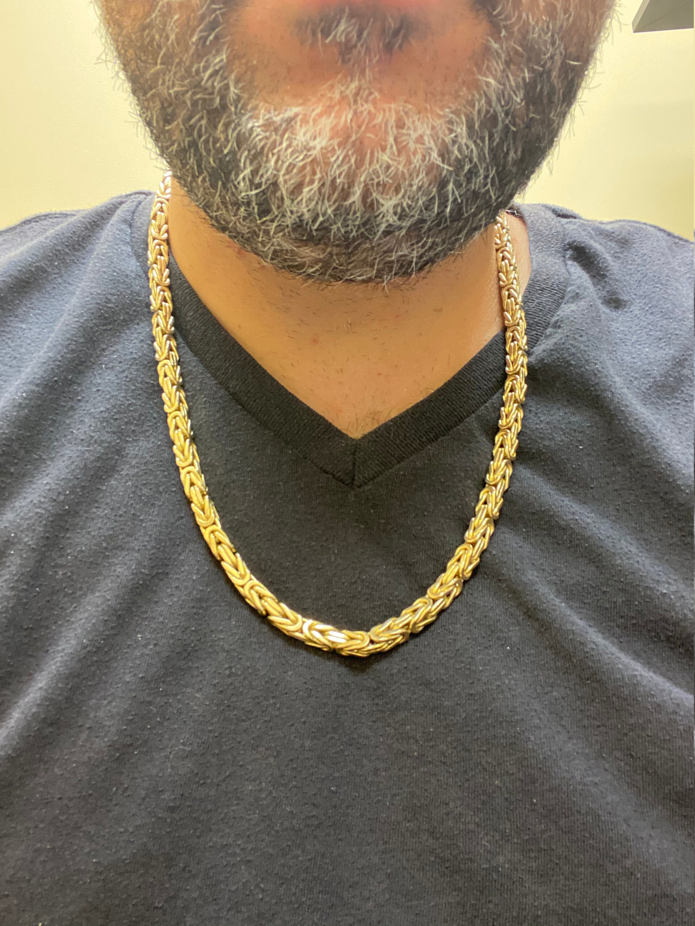 14K Yellow Gold Byzantine Necklace Handmade Yellow Gold 24 Inch