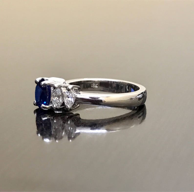 Art Deco Platinum Ceylon Blue Sapphire Diamond Engagement Ring - Platinum Sapphire Diamond Wedding Ring - Blue Sapphire Ring - Platinum Ring image 8