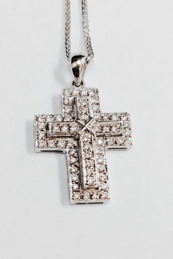 Pave diamond cross pendant sale